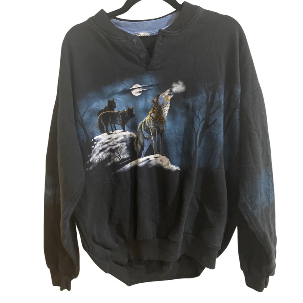 ❌SOLD❌Vintage - Art Unlimited - All over Wolf print sweatshirt